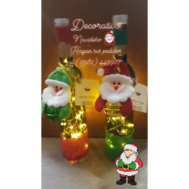Botellitas de Papa Noel con luz led.