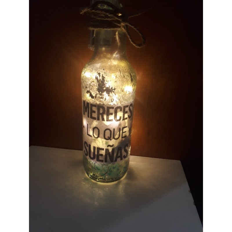 Botellas con frases inspiracionales con luz led